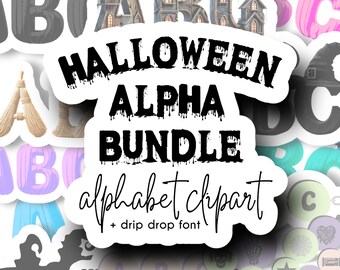 Paquete de fuentes PNG SVG del alfabeto de Halloween / Letras de garabatos de Halloween / Fuente de Halloween / Pulsera de la amistad con números alfa espeluznantes