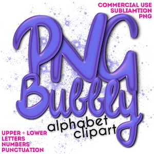 Lila Buchstaben | Bubble Script Alphabet PNG | Clipart Sublimation geschwollene Buchstaben Zahlen Symbole | Kommerzielle Nutzung Digitaler Download