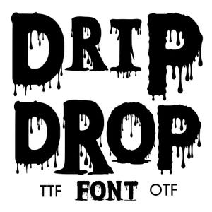 Fuente de goteo de Halloween / Letras de fuente de goteo / Letras y números espeluznantes / Formatos de archivo OTF TTF / Fuente de uso comercial