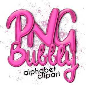 Fuente de escritura burbujeante rosa - Letras y números del alfabeto PNG inflados - Imágenes prediseñadas alfa de burbujas manuscritas para manualidades y diseños de sublimación