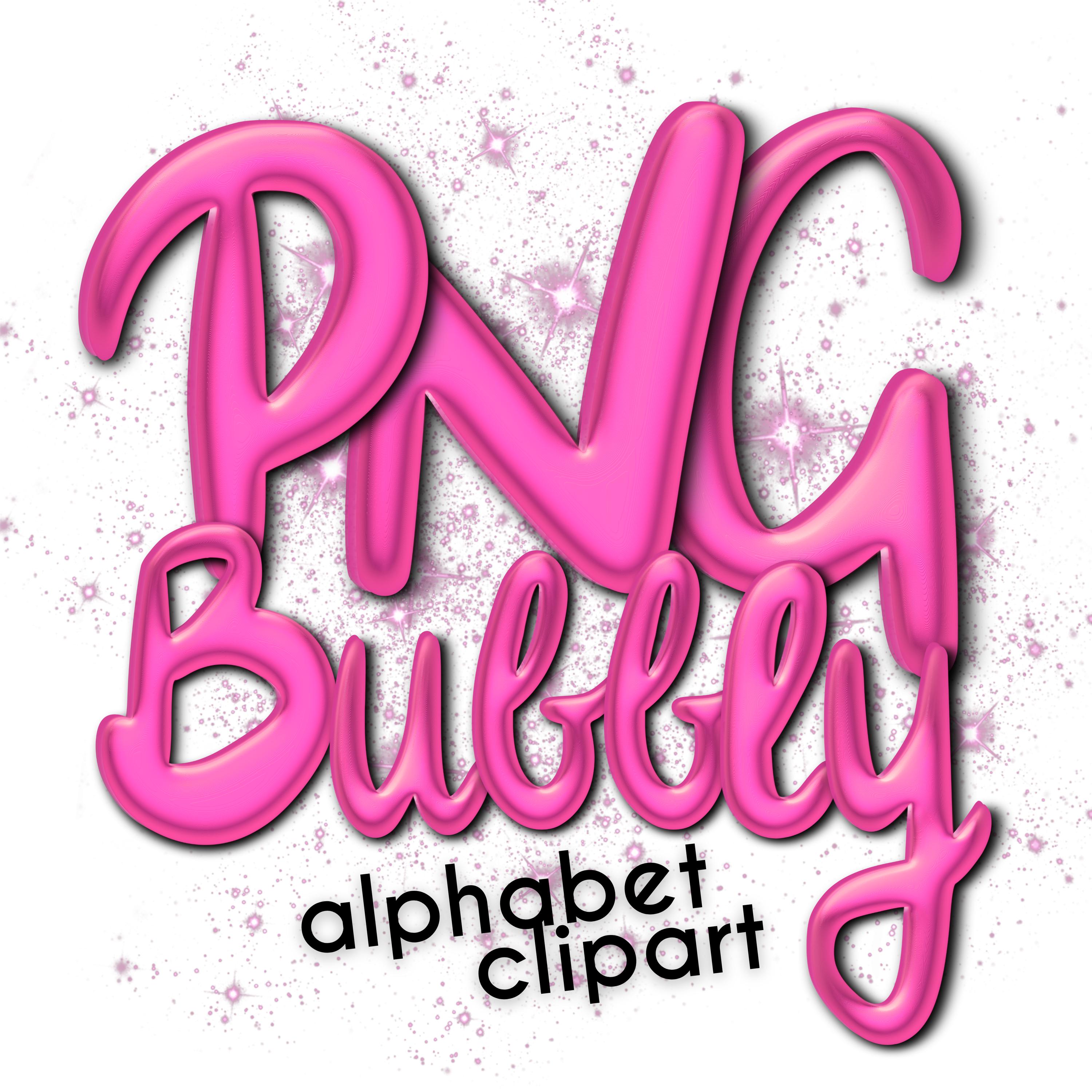 Pink Bubbly Script Font - Inflated PNG Alphabet Letters & Numbers - Handwritten Bubble Alpha Clipart for Sublimation Crafts and Designs