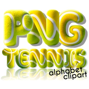 Tennis PNG, tennisbal doodle letters, doodle lettertype, 3D-letters, alfabet png, digitale download, tennis clipart, 3D-alfabet, sportnummers