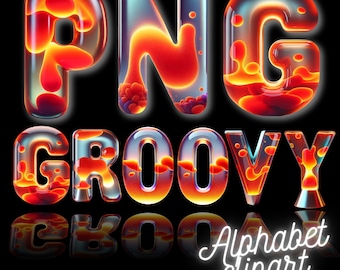 Lava Lamp Alphabet, Doodle Letters, Doodle Font, 3D Letters, Alphabet PNG, Digital Download, Groovy Font, 70s Retro Font, Lava Lamp Clipart