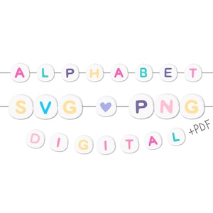 Freundschaftsarmband SVG Bundle: Digitales Alphabet Bead Clipart Muster, Doodle Buchstaben für Konzert TShirt Designs Sublimation Kommerzielle Nutzung