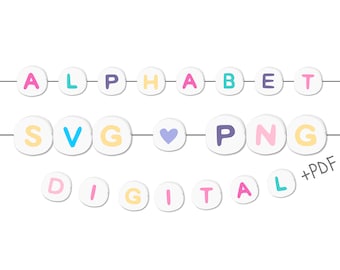 Friendship Bead Bracelet SVG, Alphabet Bead, Doodle Letters, Doodle Font, SVG Alphabet, Letter Beads, Friendship Bracelet, Digital Stickers