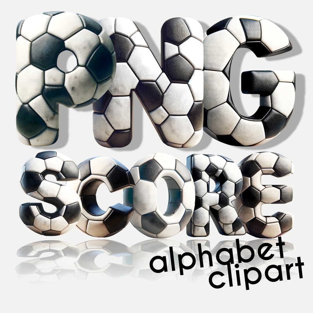 Fútbol PNG, Letras Doodle, Fuente Doodle, Letras PNG 3D, Alfabeto PNG