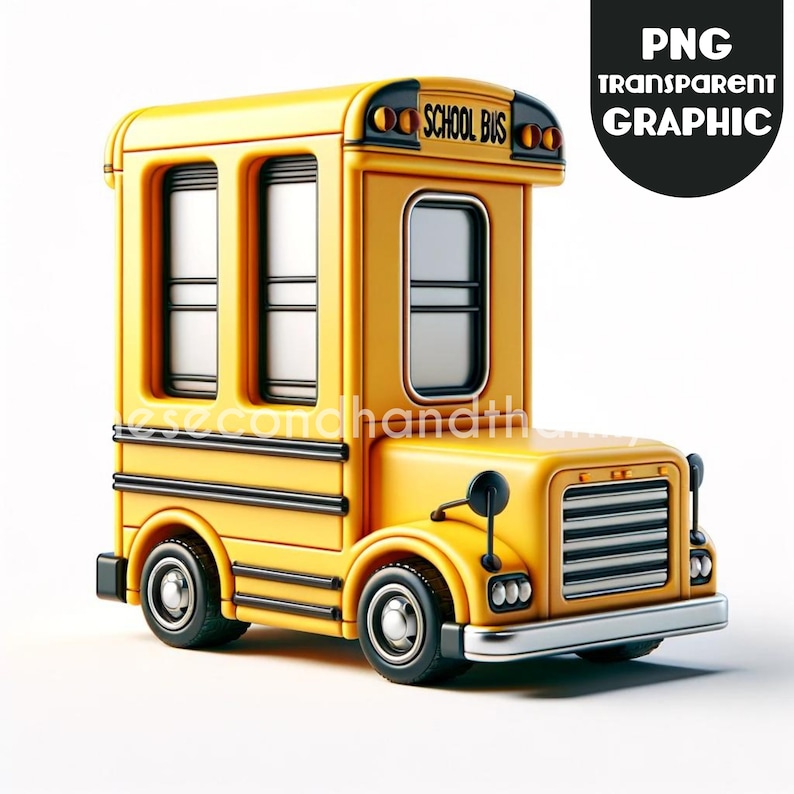 K&ouml;nnte beinhalten: Ein gelber Schulbus mit schwarzen Akzenten und dem Schriftzug "SCHOOL BUS" auf der Vorderseite. Der Bus hat ein gro&szlig;es Fenster an der Seite und ein kleineres Fenster hinten.