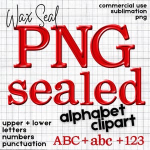 Wachs Siegel Alphabet PNG Rot 3D Serif Buchstaben Zahlen Symbole Hohe Auflösung Clipart Sublimation Canva Procreate Kommerzielle Nutzung