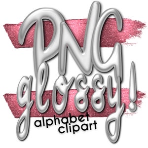 Fuente Puffy Silver Script - Letras y números del alfabeto PNG inflados - Doodle Alpha Clipart escrito a mano para manualidades y diseños de sublimación