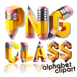 Teacher Doodle Letters, Pencil Font Alphabet Clipart, Sublimation PNG ...