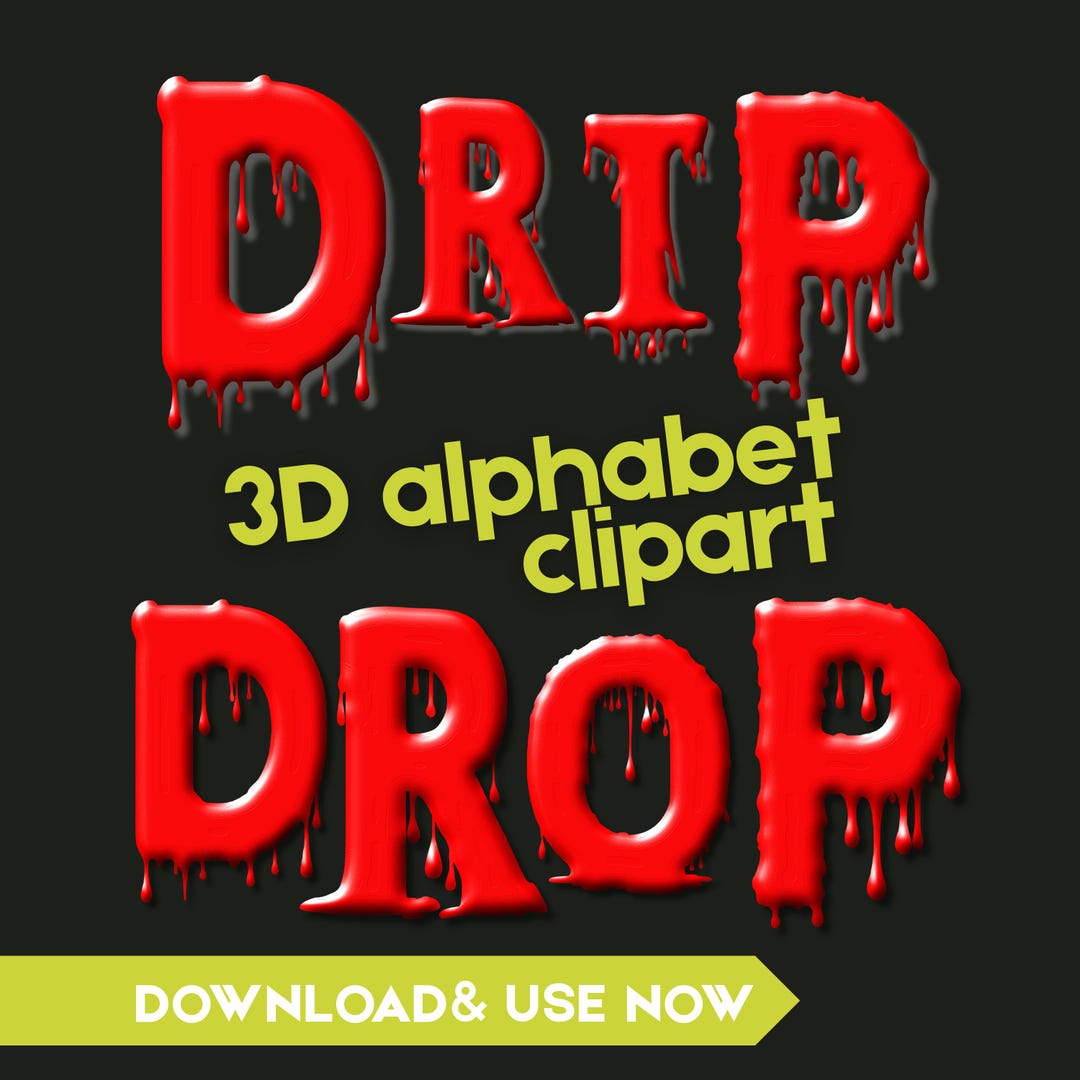 Poison Dripping Letters Dripping Font | Red Glossy Blood Drip Letters and Numbers | 3D Alphabet ...