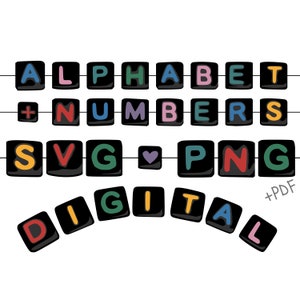 Pulsera de cuentas de amistad SVG, cuentas de alfabeto, letras de garabato, fuente de garabato, alfabeto SVG, cuentas de letras, pulsera de amistad, pegatinas digitales