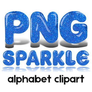Blue Glitter Alphabet PNG Clipart, 3D PNG Letters Numbers, Alpha Doodle, Doodle Font Clip Art, Glittery Glossy Sparkly Font, Bold Blue Font