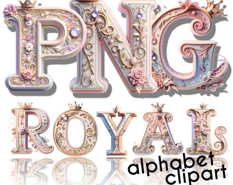Princess PNG, Doodle Letters, Doodle Font, 3D Letters, Alphabet PNG, Digital Download, Princess Clipart, 3D Alphabet, Alphabet Clipart