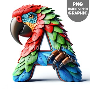 Parrot PNG, Doodle Letters, Doodle Font, 3D Letters, Alphabet PNG ...