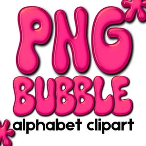 Pink Bubble Font Groovy Text Letters, Retro Alphabet, Wavy Doodle Letters, PNG Clipart Letters and Numbers,  Alpha Clips Sublimation Designs