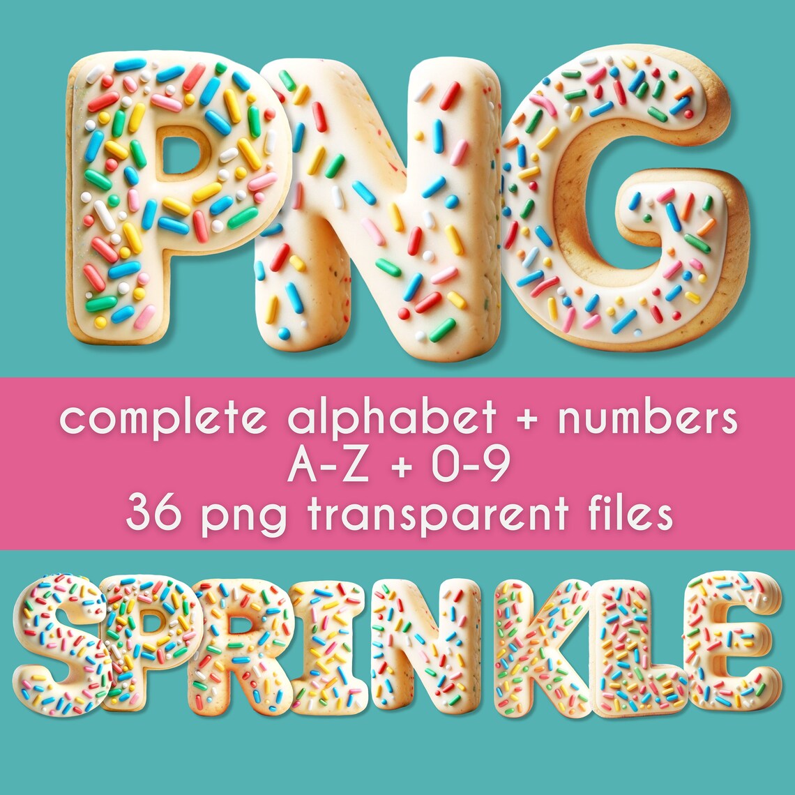 Sprinkle Cookie Clipart, Doodle Letters, Doodle Font, 3D Letters