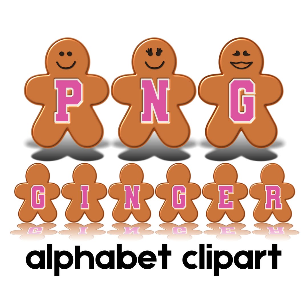 Gingerbread Clipart PNG, Gingerbread Girl Alphabet, Doodle Letters ...