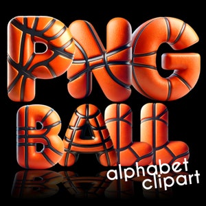 Baloncesto PNG, Letras Doodle, Fuente Doodle, Letras 3D, Alfabeto PNG, Descarga digital, Clipart de baloncesto, Alfabeto 3D, Números deportivos
