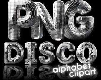 Disco Ball PNG, 3D Alphabet, Doodle Letters, Doodle Font, Silver Shiny Letters, 3D Letters, Groovy Font, Alphabet PNG, Retro Font