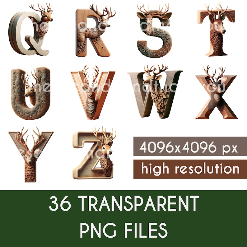 Deer PNG, Doodle Letters, Doodle Font, 3D Letters, Alphabet PNG