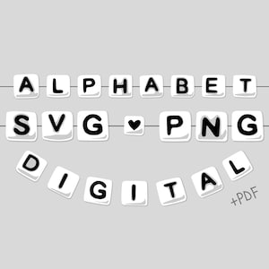 Pulsera de cuentas de amistad SVG, cuentas de alfabeto, letras de garabato, fuente de garabato, alfabeto SVG, cuentas de letras, pulsera de amistad, pegatinas digitales