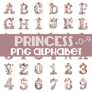 Princesa PNG, Letras Doodle, Fuente Doodle, Letras 3D, Alfabeto PNG, Pegatinas Digitales, Clipart Princesa, Alfabeto 3D, Clipart Alfabeto