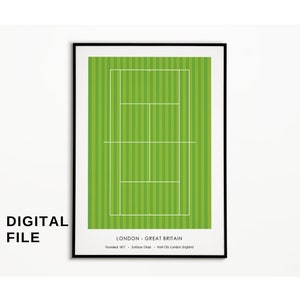 Tennis Poster London, London Minimalist Tennis Poster, Digital Tennis Art Poster, Grand Slam Tennis Poster, 30x40 40x50 50x70