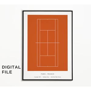 Roland Garros Tennis Poster, Grand Slam Tennis Poster, Tennis Art Poster, Roland Garros Minimalist Poster - Digital Poster 30x40 40x50 50x70