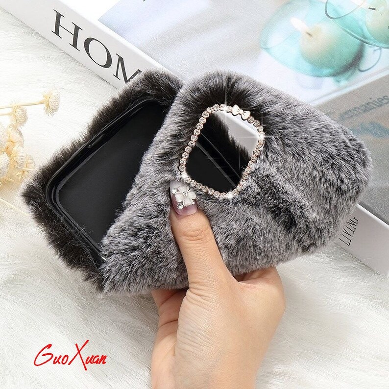Luxury Fur Bling Diamond Phone Case for Samsung Galaxy S20 Ultra 5G S9 S8 Plus S10 Lite S10e Note 10 20 Soft Silicone Cover