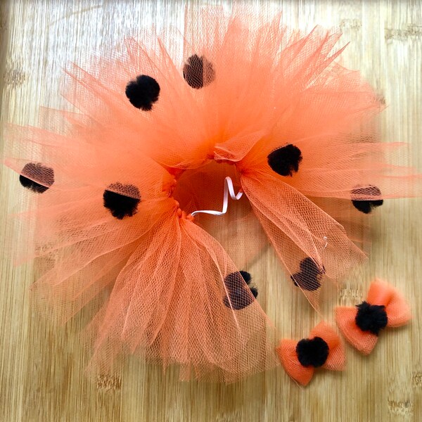 Halloween Dog Baby Puppy Tutu with matching Hair Bow Set