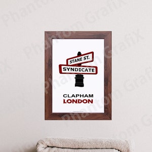POSTER London, Clapham. Stane Street Syndicate Print/Poster for Home or Office etc. Ideal gift. Digital Download.