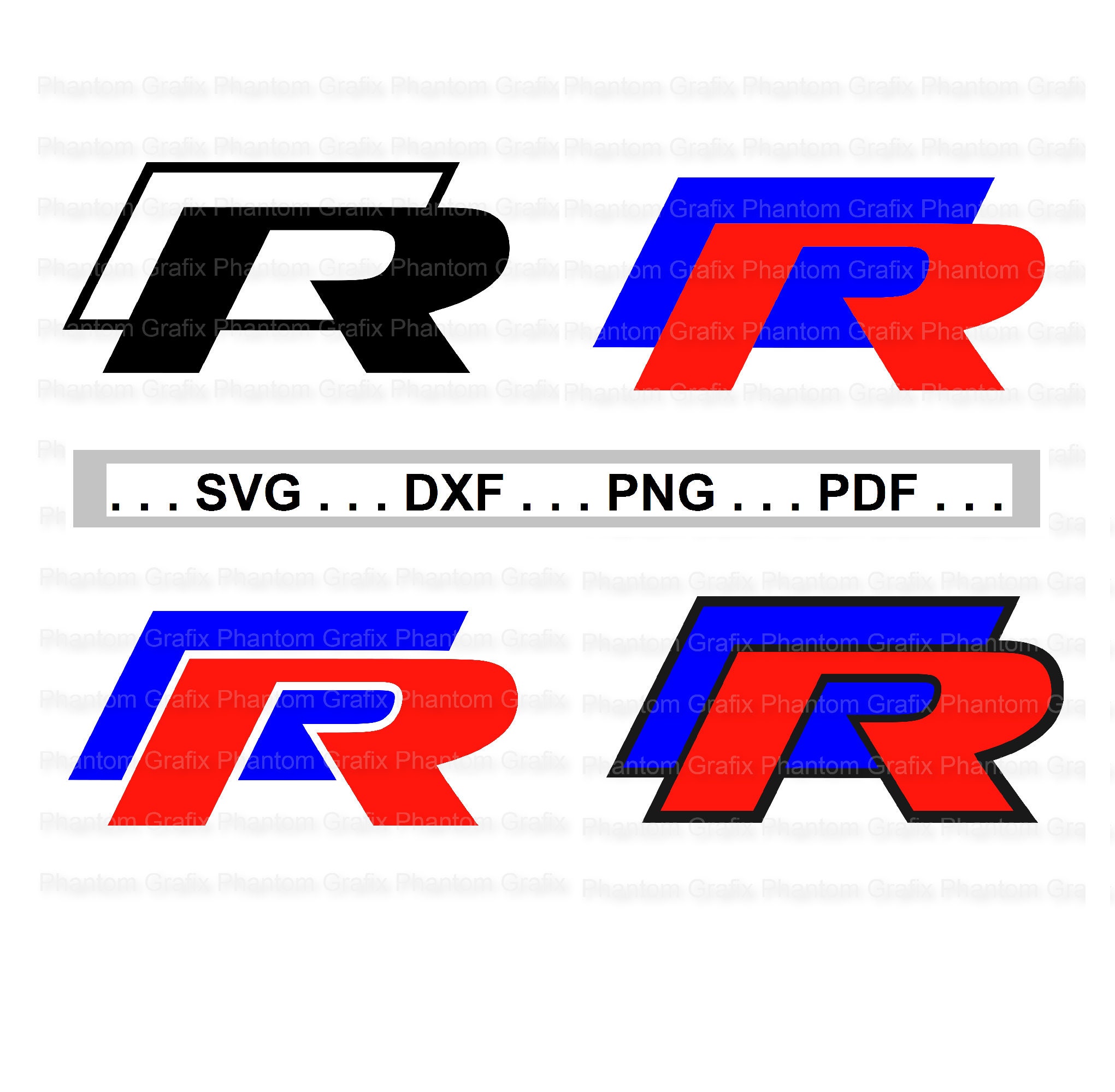 VW R Logo Bundle 2 .svg .pdf .png & .dxf Digital Vector Files for Vinyl