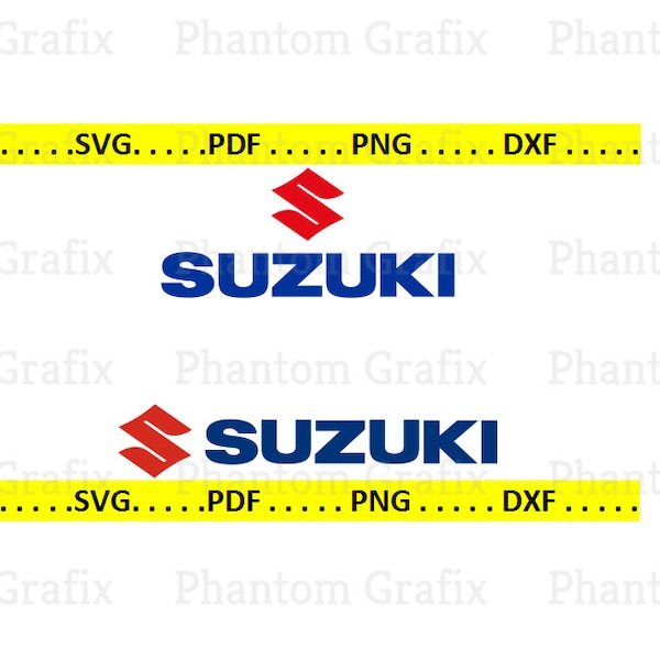 2 x Main SUZUKI Logos .svg .dxf .png .pdf  formats for vinyl cutters, websites, T-Shirts, Mugs etc