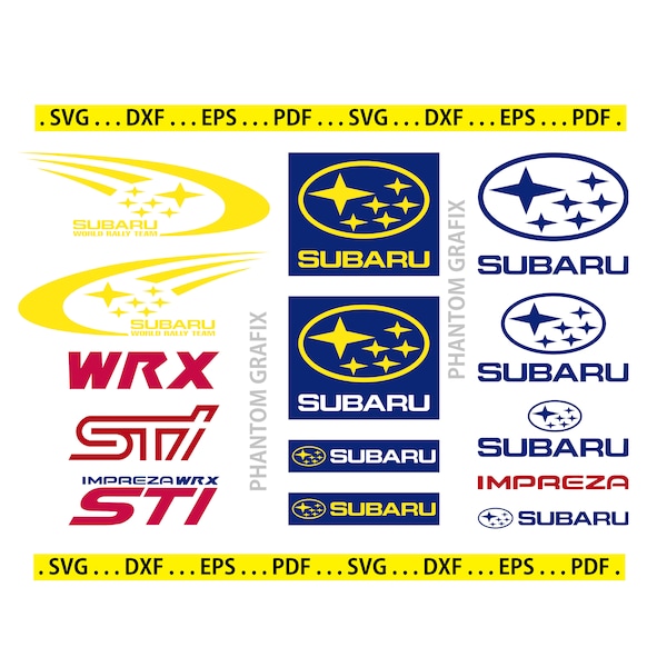 SUBARU Svg WRX, STI Logo digital files - .svg .dxf .png .eps & .pdf formats for decals, cars, vans, general branding, websites, mugs etc