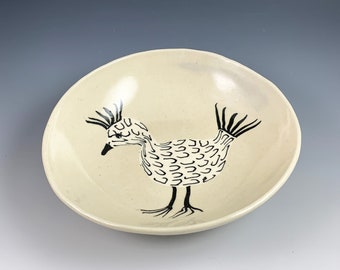 Chicken bowl, ceramic, stoneware, nerikomi, hand built bowl, colored clay