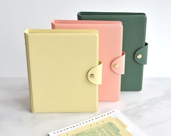 Classy A5 Button Binder | Premium Classic Binder - 6 Colors | Light Binder | Synthetic Leather Binder | Unique Button binder