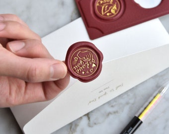 Premium 2 Envelopes with 2 Wax Seal Stickers | Self Adhesive Seal Envelopes | Love you & Thank you Wax Seal Sticker | Unique Invitation