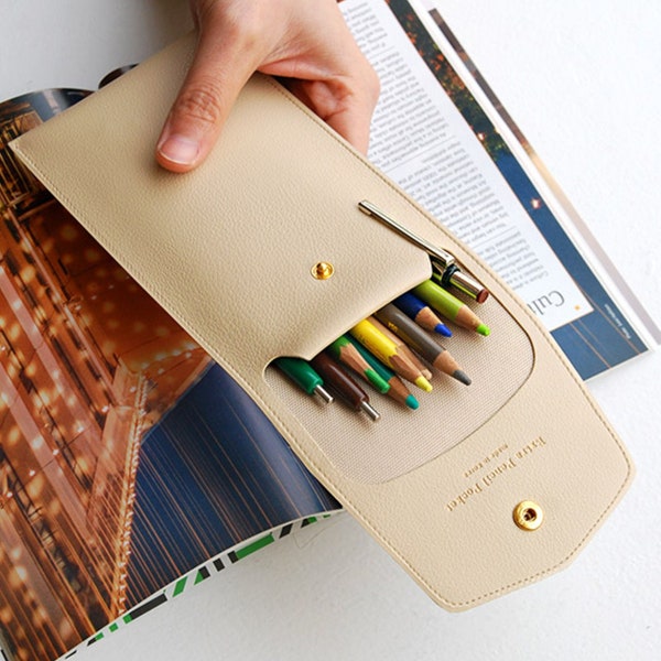 Vivid Color Extra Pencil Case | PU Leather Pencil Pouch | Cute Color Pen Case | Gift for Her | Gift for Him | School Supply