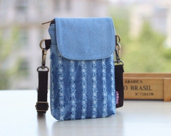 Cute Denim Crossbody Phone Purse | Trendy Shoulder Mobile Pouch | Cellphone Bag | Women Crossbody bag | Travel Pouch