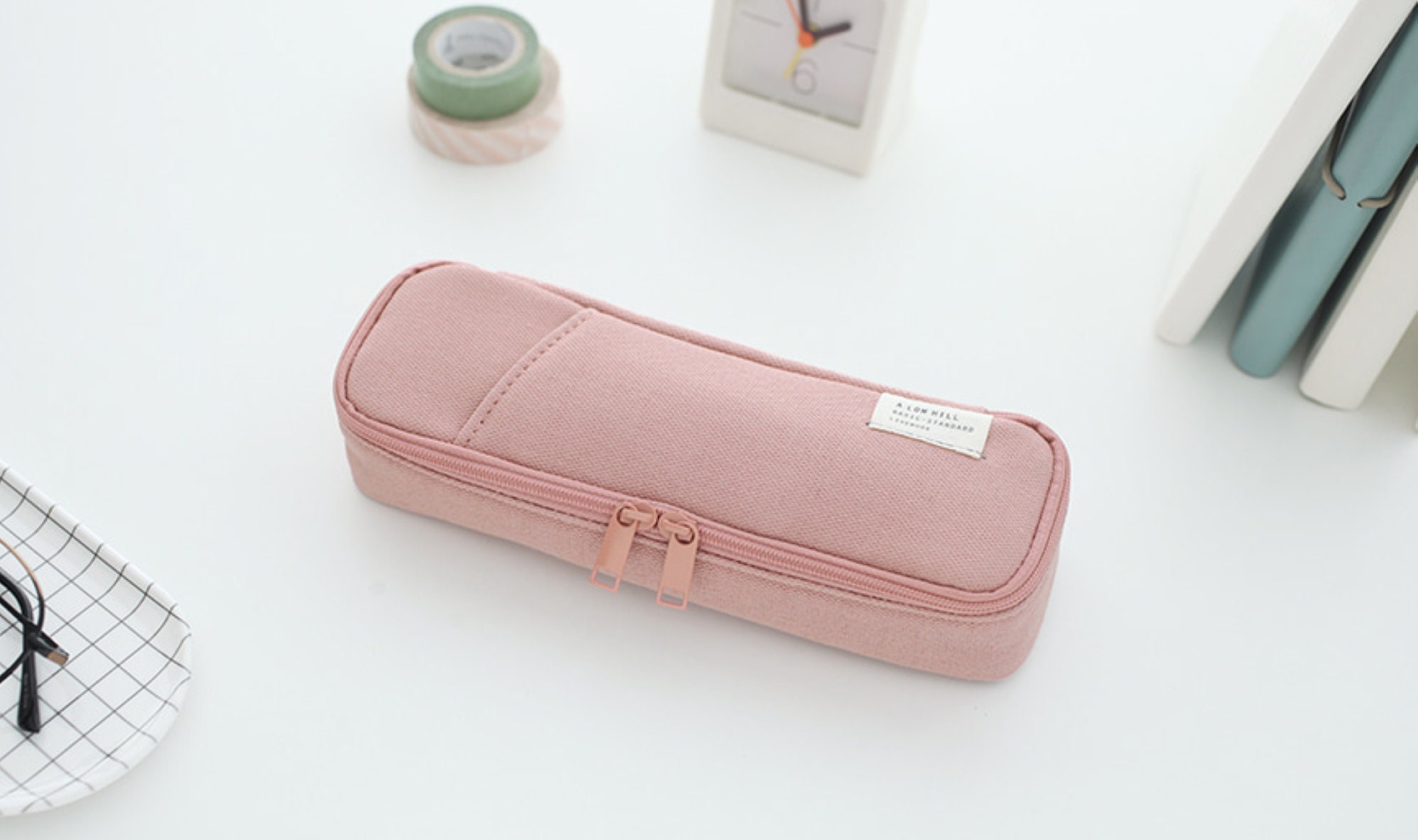 Pastel Color Zipper Pencil Case Cotton Pencil Pouch Cute Etsy