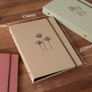 Premium Book Cloth A5 Binder Modern Classy 6 Ring Color Binder A5 Comfort Flower Planner 6 Hole Binder A5 Journal Organizer Cover image 8