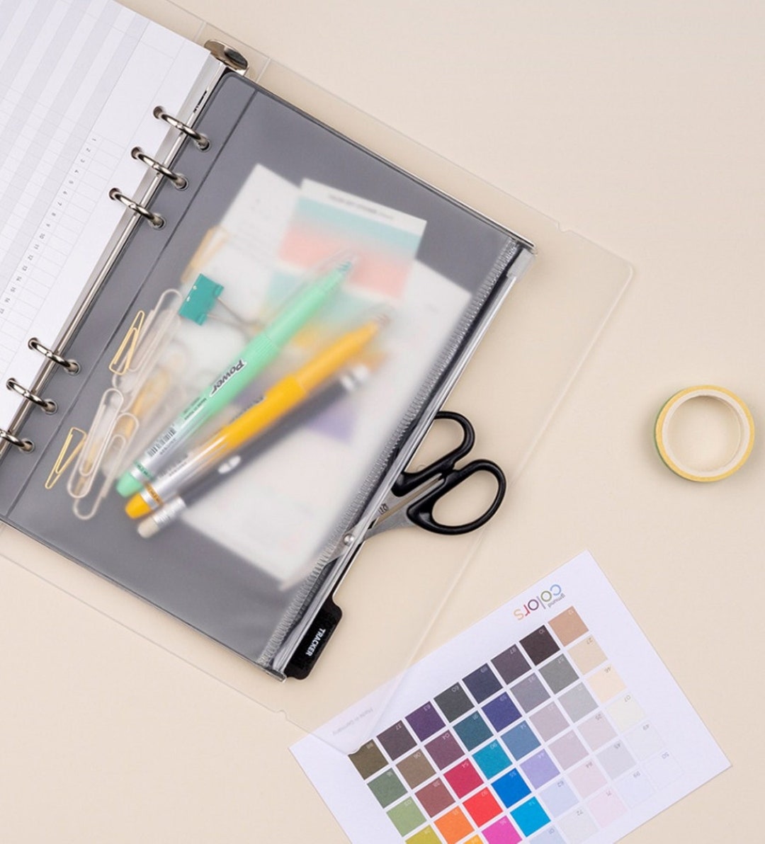 A5 Planner Zipper Pouch 6 Ring Zipper Pocket Refill Comfort Sticker