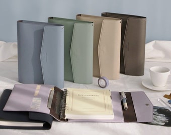 Classy 6 Ring A5 Color Binder  | 6 ring Clutch Style Binder | A5 luxury Planner | Synthetic Leather Binder | Unique Clutch binder