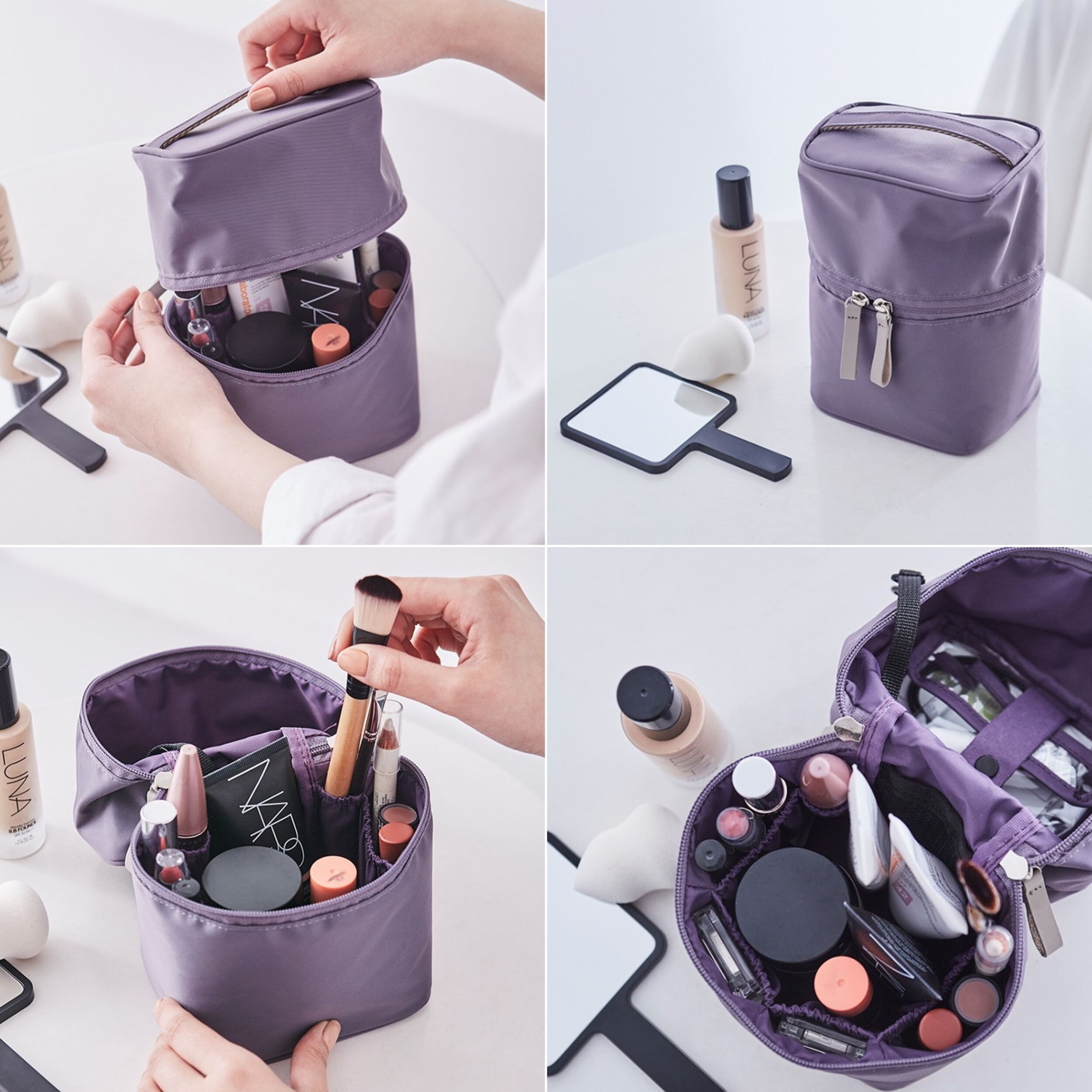 Makeup Zipper Pouch Vertical Makeup Bag Organizer Pouch 