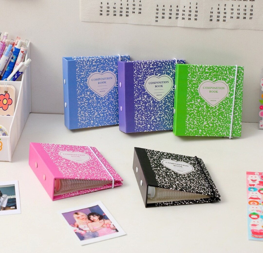 Compact Hardcover Composition Binder 3 Ring Mini Binder 10 Sleeves Set Premium 3 Ring Binder 3