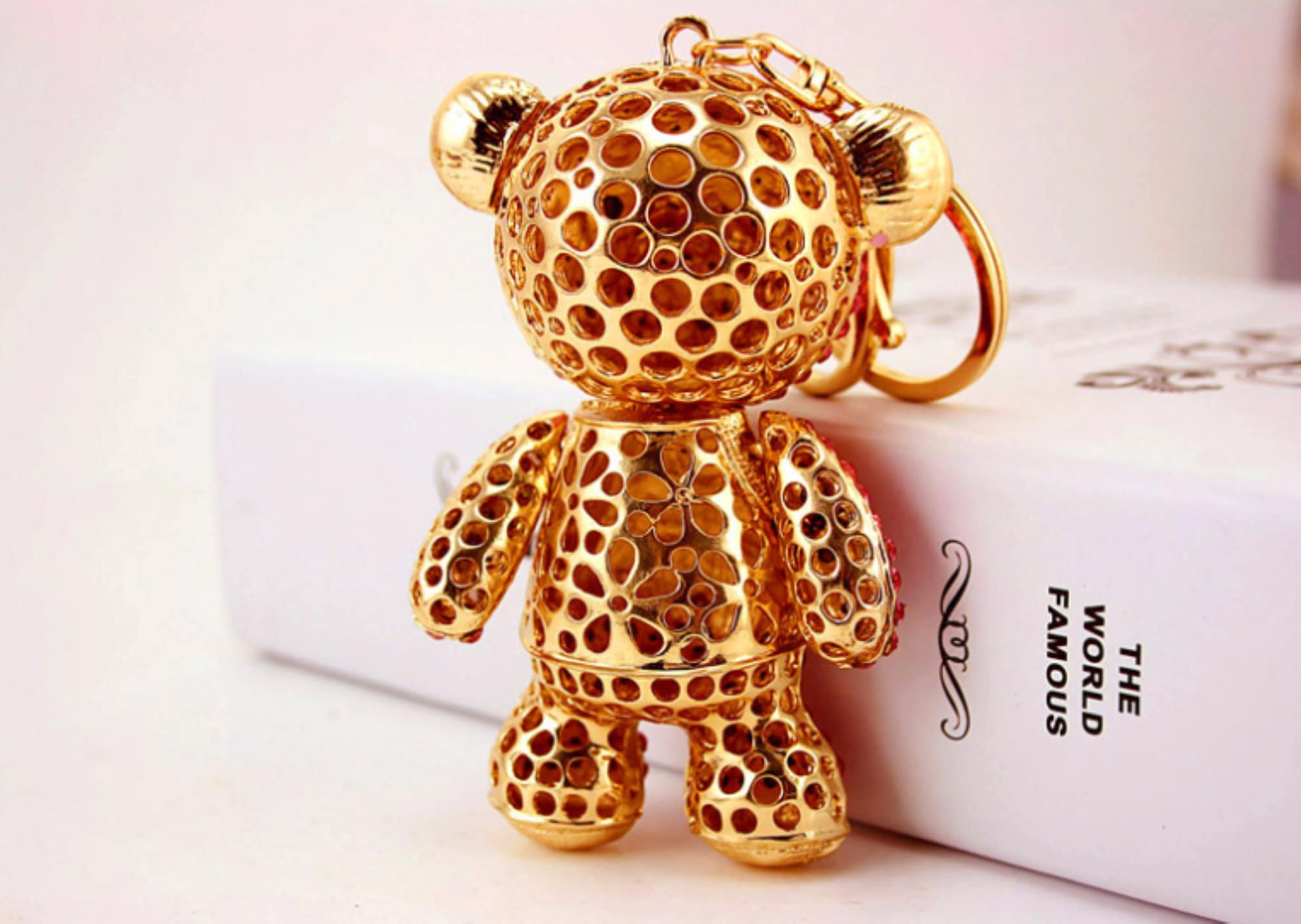 Rhinestone Teddy Bear Keychain Cute Teddy Bear Keyholder Etsy