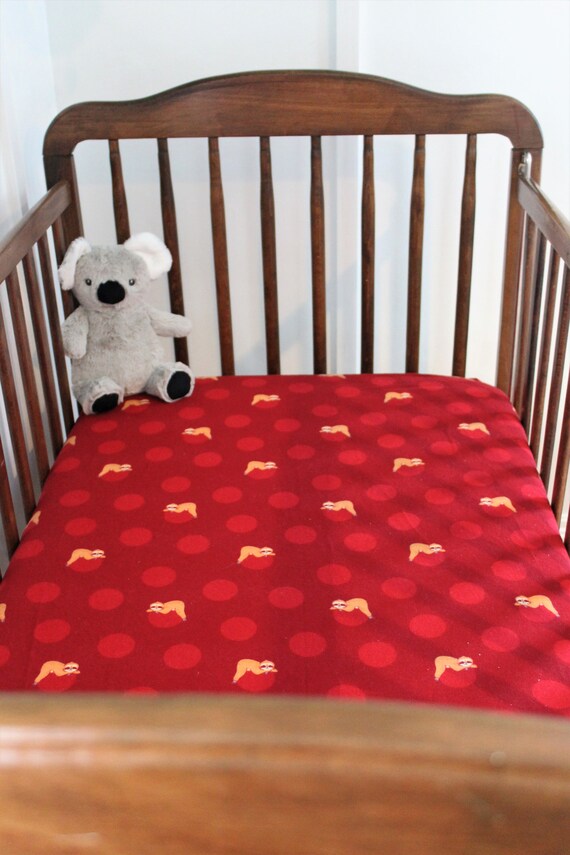 Red Crib Sheet Soft Flannelette Cotton 