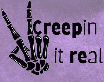 Design grafico stampabile di Halloween ottimo per vinile e sublimazione. Creepin è un download istantaneo davvero divertente. PDF, SVG e PNG inclusi.