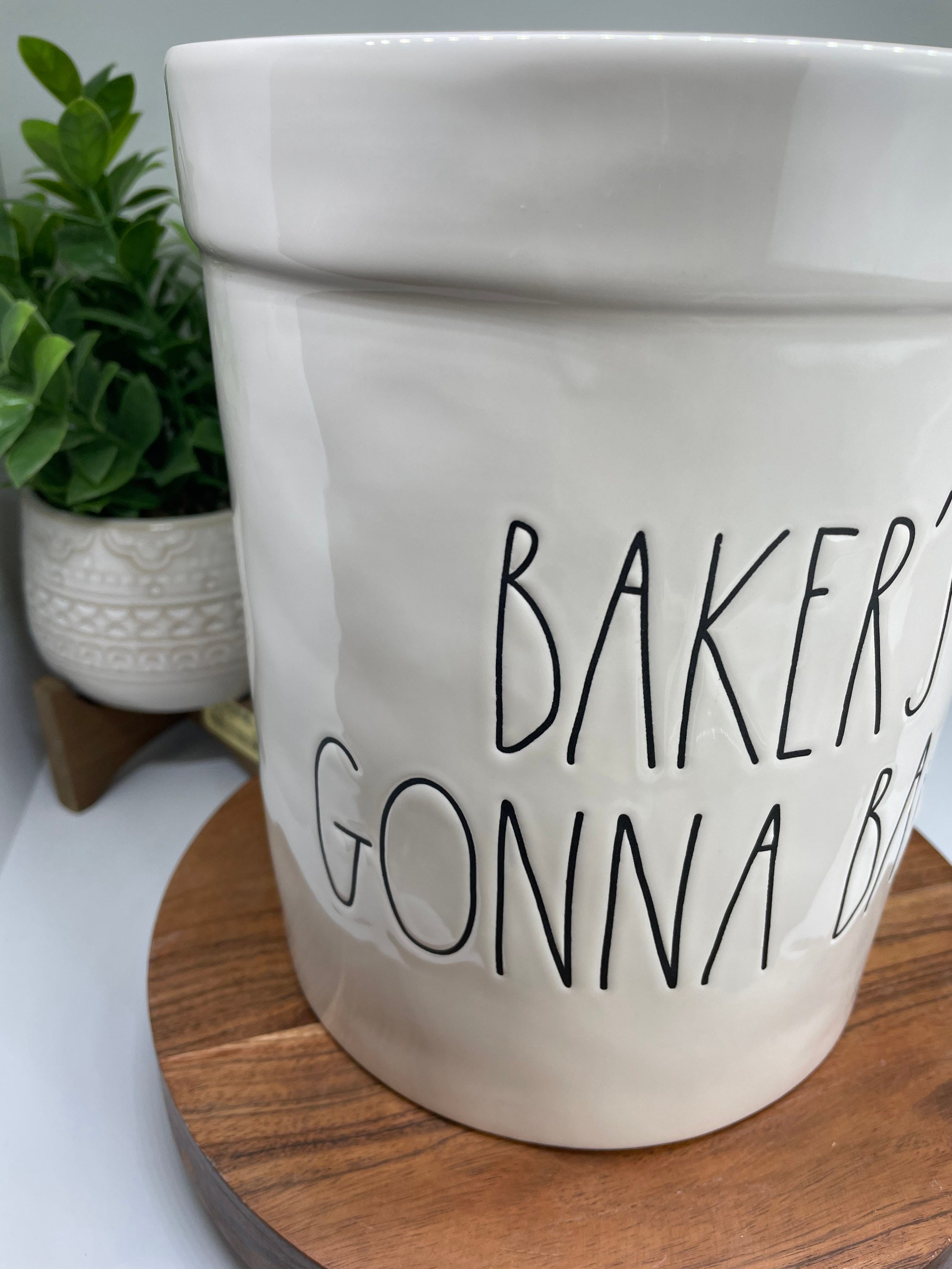 Rae Dunn UTENSIL Holder CROCK Caddy Ceramic STIR CRAZY Bakers Gonna Bake 